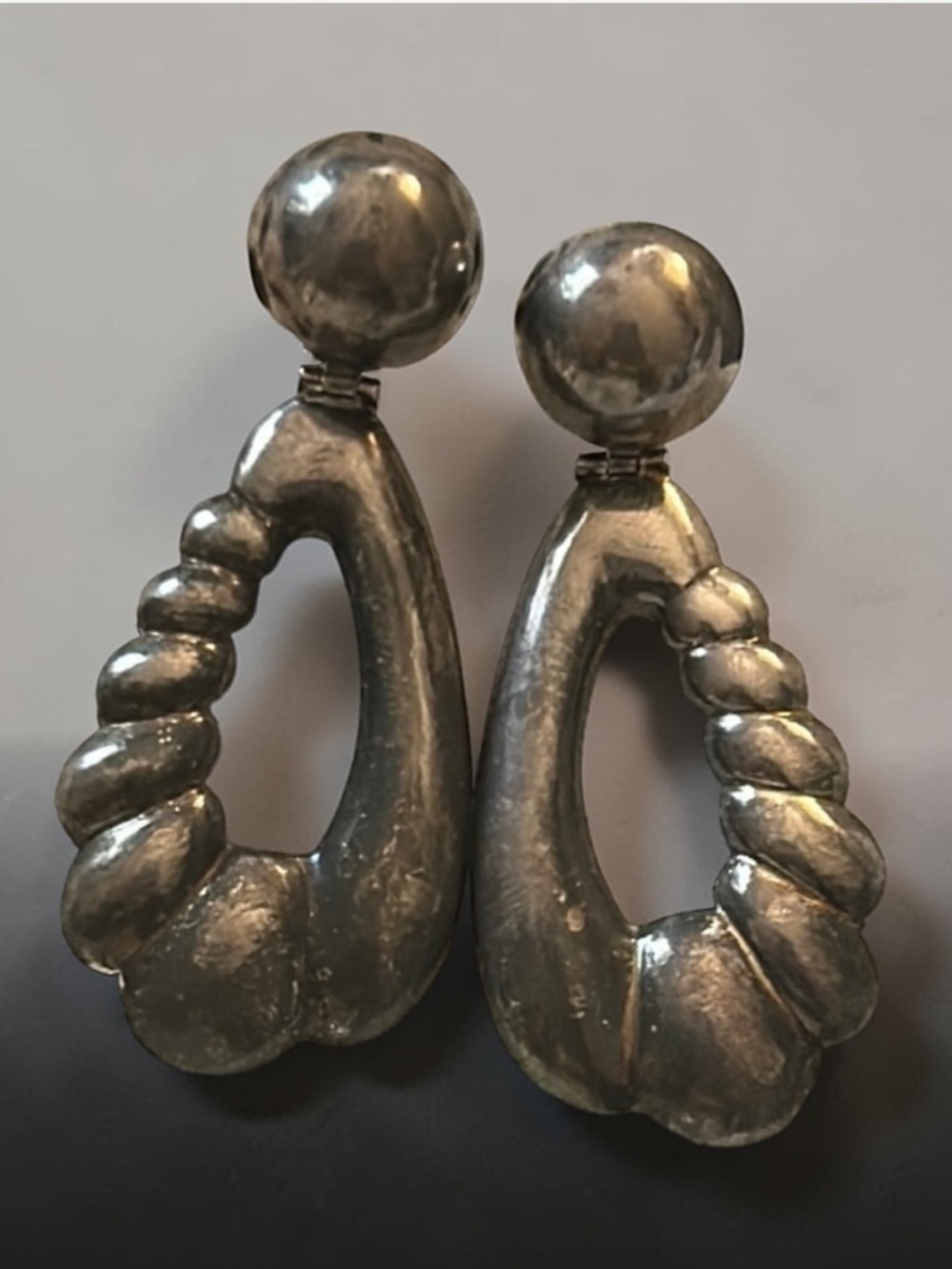 Vintage Chapel Zenray 1970’s Solid Sterling Silver Statement Hinged Earrings